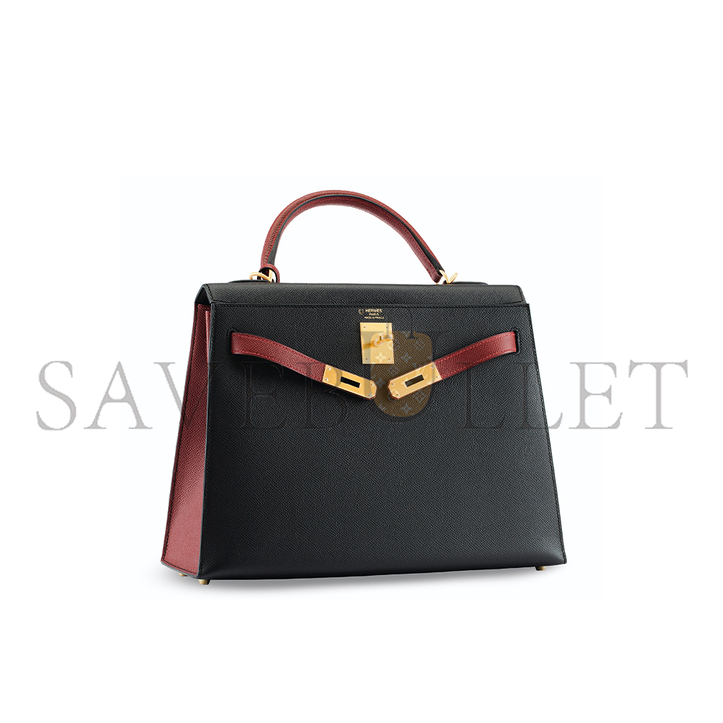 HERMÈS MASTER BLACK & ROUGE H EPSOMKELLY 28 GOLD HARDWARE (28*22*10cm) 